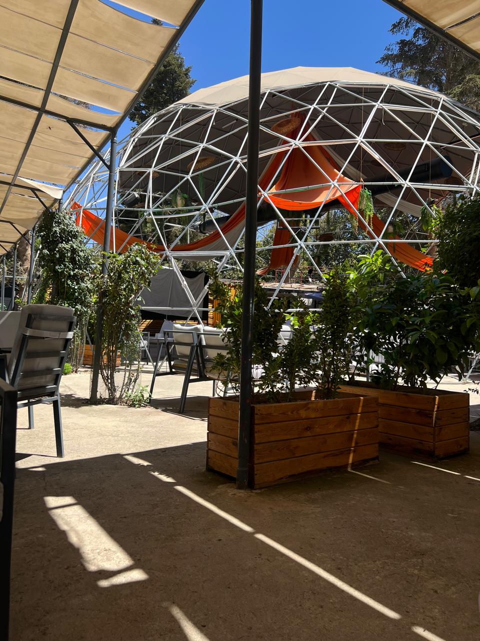 Saif Cafe garden exterior and geometric dome